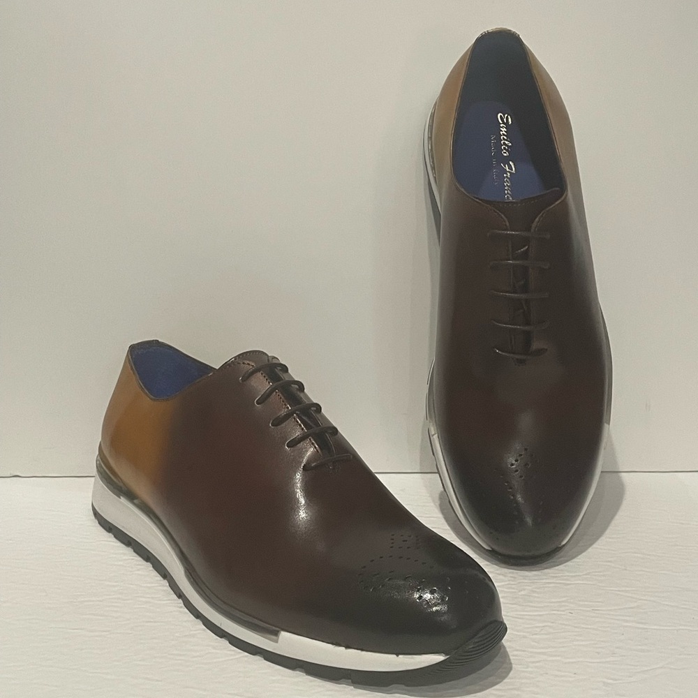 Emilio Franco shoes sneakers casual brown Oxford Italian leather